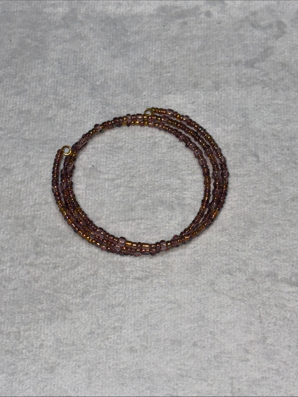 Handcrafted Purple & Gold Beaded Wire Wrap Bracelet
